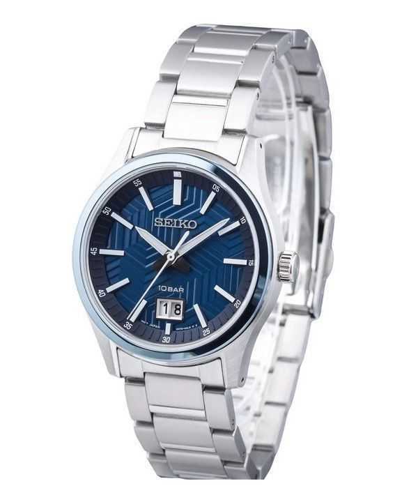 Orologio da uomo Seiko Sports in acciaio inossidabile quadrante blu al quarzo SUR559P1 100M