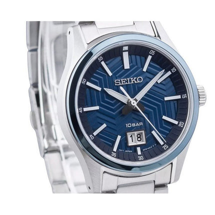 Orologio da uomo Seiko Sports in acciaio inossidabile quadrante blu al quarzo SUR559P1 100M