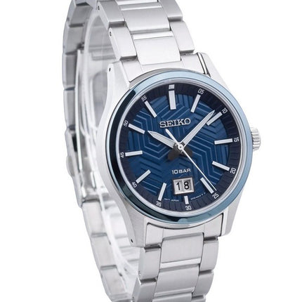 Orologio da uomo Seiko Sports in acciaio inossidabile quadrante blu al quarzo SUR559P1 100M