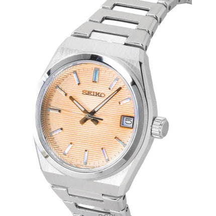 Orologio da donna Seiko Classic in acciaio inossidabile con quadrante color salmone, al quarzo SUR577P1, 100 m