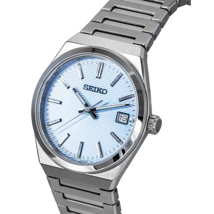 Orologio da uomo Seiko Classic in acciaio inossidabile con quadrante blu chiaro al quarzo SUR599P1 100M
