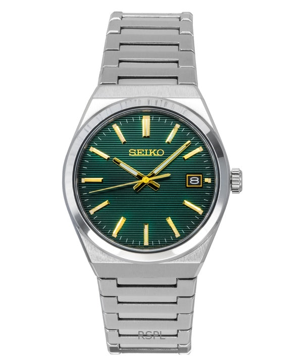 Orologio da uomo Seiko Classic in acciaio inossidabile con quadrante verde al quarzo SUR601P1 100M