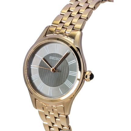 Orologio da donna Seiko Classic in acciaio inossidabile con quadrante grigio e cinturino al quarzo SUR614P1