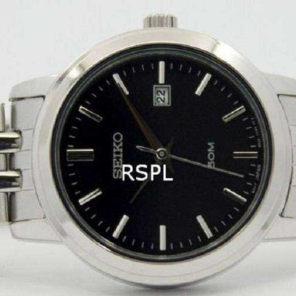 Orologio al quarzo Seiko al quarzo con quadrante nero in acciaio inossidabile SUR827 SUR827P1 SUR827P