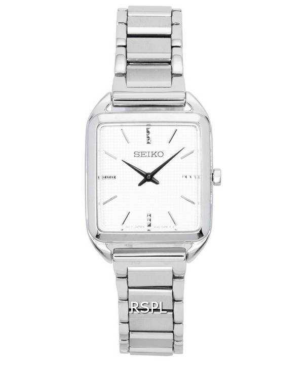 Orologio da donna Seiko in acciaio inossidabile con quadrante bianco al quarzo SWR073 SWR073P1 SWR073P
