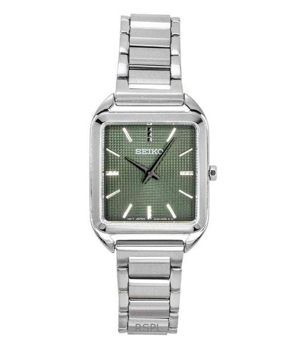 Orologio da donna Seiko Essentials in acciaio inossidabile con quadrante verde al quarzo SWR075P1