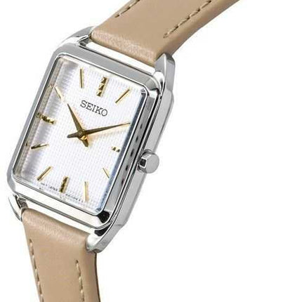 Orologio da donna Seiko Analogico Cinturino in pelle Quadrante beige Quarzo SWR089P1