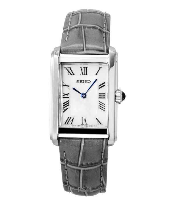 Orologio da donna Seiko Classic con cinturino in pelle e quadrante bianco al quarzo SWR099P1