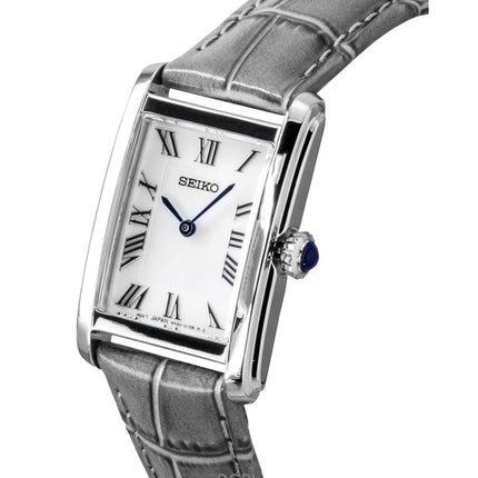 Orologio da donna Seiko Classic con cinturino in pelle e quadrante bianco al quarzo SWR099P1