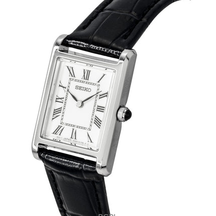 Orologio da donna Seiko Classic con cinturino in pelle e quadrante bianco al quarzo SWR107P1