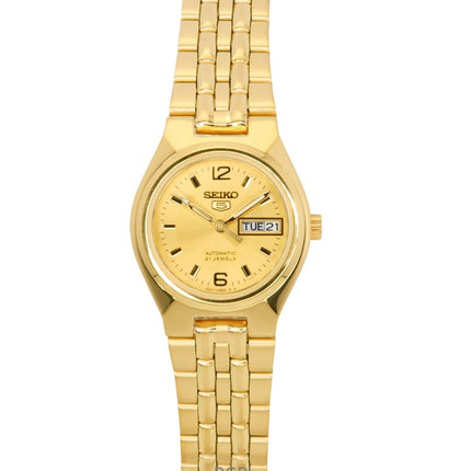 Orologio da donna Seiko 5 automatico in acciaio inossidabile color oro con quadrante dorato SYMK36K1