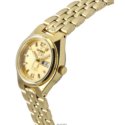 Orologio da donna Seiko 5 automatico in acciaio inossidabile color oro con quadrante dorato SYMK36K1