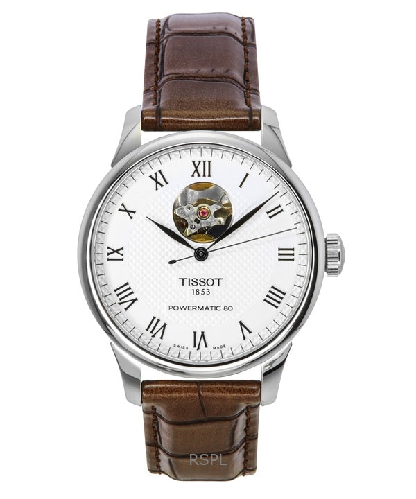 Tissot Le Locle Powermatic 80 cinturino in pelle Open Heart quadrante argento automatico T006.407.16.033.01 orologio da uomo