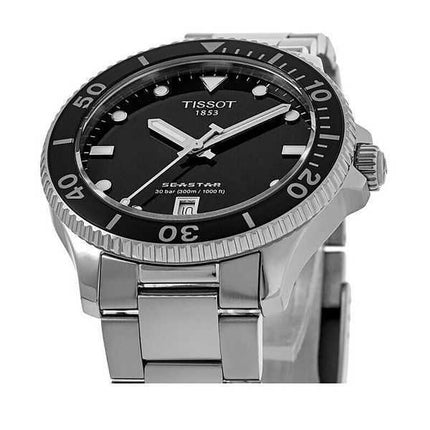 Tissot T-Sport Seastar 1000 acciaio inossidabile quadrante nero orologio da sub al quarzo T120.210.11.051.00 300M unisex