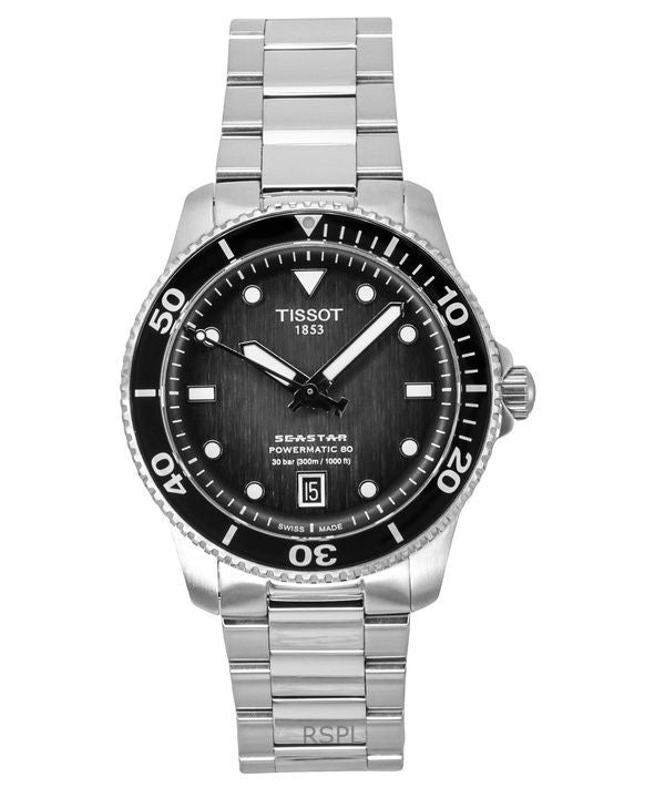 Orologio da uomo Tissot Seastar 1000 Powermatic 80 quadrante grigio automatico subacqueo T120.807.11.051.00 300M