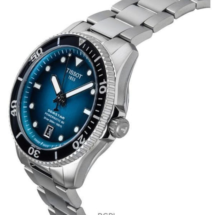 Orologio da uomo Tissot Seastar 1000 Powermatic 80 quadrante turchese automatico subacqueo T120.807.11.091.00 300M