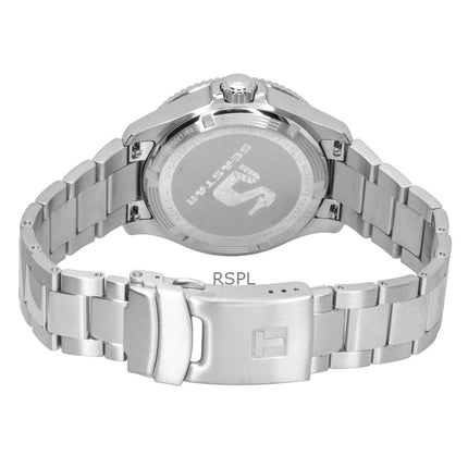 Orologio da uomo Tissot Seastar 1000 GMT in acciaio inossidabile con quadrante nero al quarzo, subacqueo, T120.852.11.051.00, 300 m