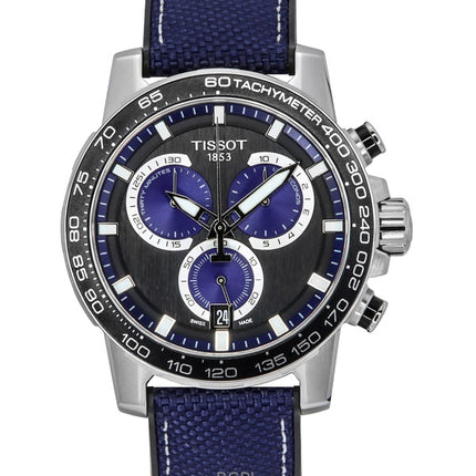 Orologio da uomo Tissot Supersport Chronograph cinturino in tessuto quadrante nero al quarzo T125.617.17.051.03 100M