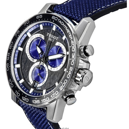 Orologio da uomo Tissot Supersport Chronograph cinturino in tessuto quadrante nero al quarzo T125.617.17.051.03 100M