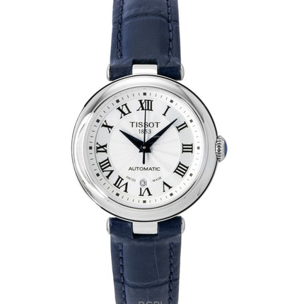 Orologio da donna Tissot Bellissima con cinturino in pelle e quadrante bianco automatico T126.207.16.013.00