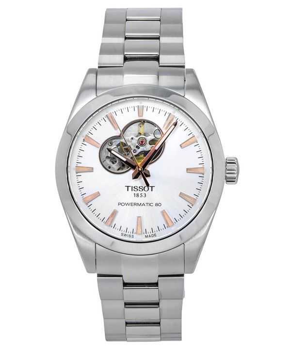 Tissot T-Classic Gentleman Powermatic 80 argento cuore aperto quadrante automatico T127.407.11.031.01 orologio da uomo 100M