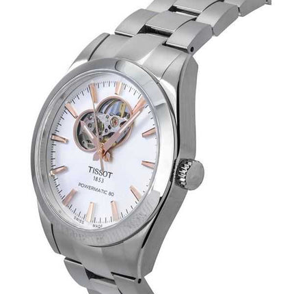 Tissot T-Classic Gentleman Powermatic 80 argento cuore aperto quadrante automatico T127.407.11.031.01 orologio da uomo 100M
