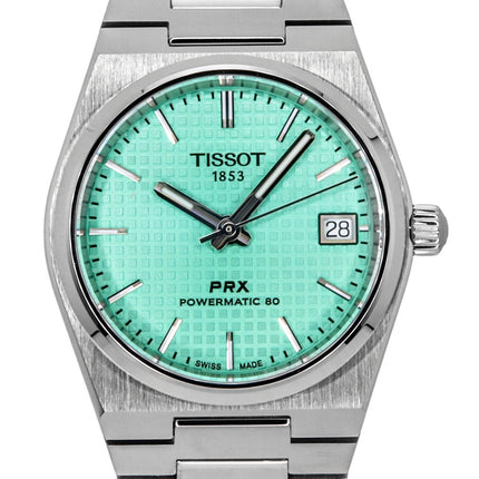Orologio Tissot PRX Powermatic 80 in acciaio inossidabile con quadrante verde chiaro automatico T137.207.11.091.01 100M unisex