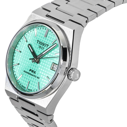Orologio Tissot PRX Powermatic 80 in acciaio inossidabile con quadrante verde chiaro automatico T137.207.11.091.01 100M unisex