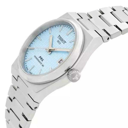 Orologio da donna Tissot T-Classic PRX Powermatic 80 in acciaio inossidabile con quadrante blu ghiaccio automatico T137.207.11.3