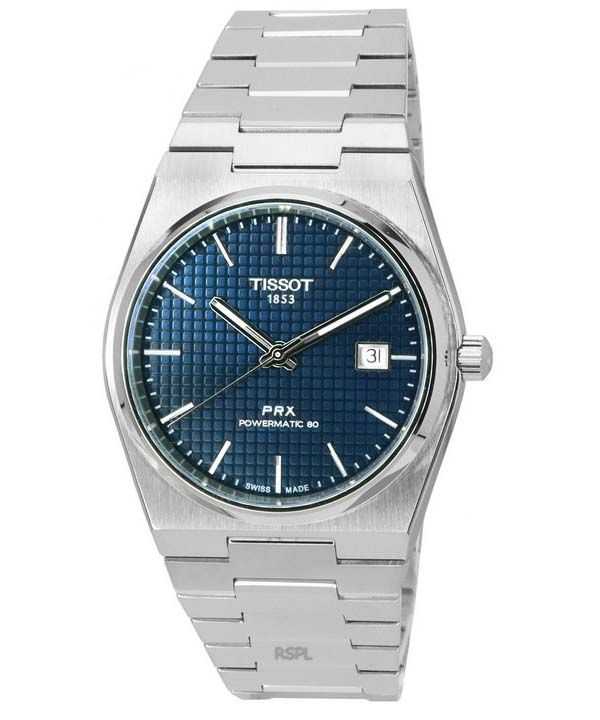Orologio da uomo Tissot PRX T-Classic Powermatic 80 in acciaio inossidabile con quadrante blu automatico T137.407.11.041.00 T137