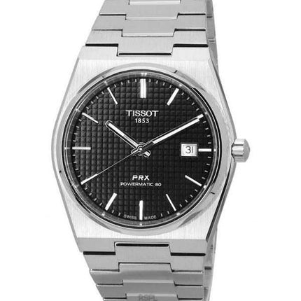 Orologio da uomo Tissot PRX T-Classic Powermatic 80 in acciaio inossidabile quadrante nero T137.407.11.051.00 T1374071105100 100