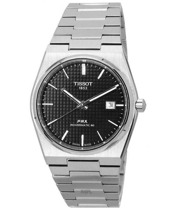 Orologio da uomo Tissot PRX T-Classic Powermatic 80 in acciaio inossidabile quadrante nero T137.407.11.051.00 T1374071105100 100