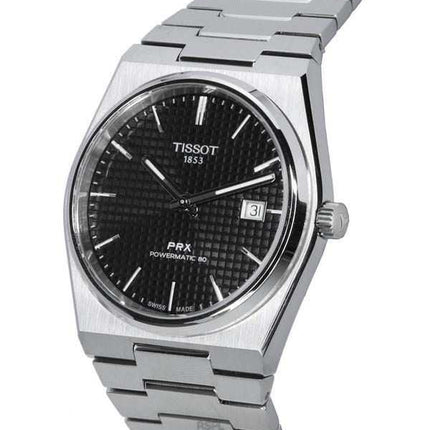 Orologio da uomo Tissot PRX T-Classic Powermatic 80 in acciaio inossidabile quadrante nero T137.407.11.051.00 T1374071105100 100