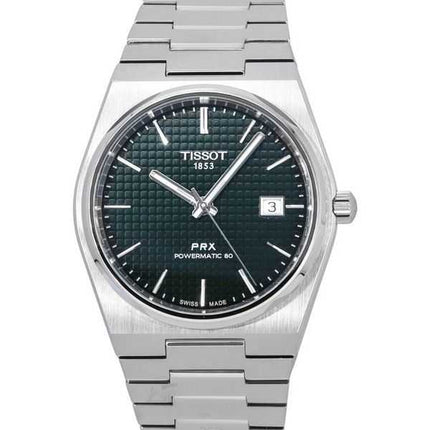 Orologio da uomo Tissot T-Classic PRX Powermatic 80 in acciaio inossidabile quadrante verde automatico T137.407.11.091.00 100M