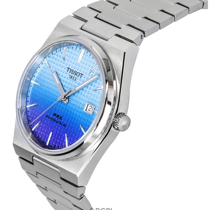Orologio da uomo Tissot PRX Powermatic 80 Gradient in acciaio inossidabile con quadrante blu ghiaccio e camaleonte automatico T137.407.11.351.01 100M