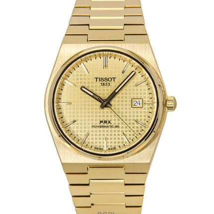 Orologio da uomo Tissot PRX Powermatic 80 color oro in acciaio inossidabile con quadrante champagne automatico T137.407.33.021.00 100M