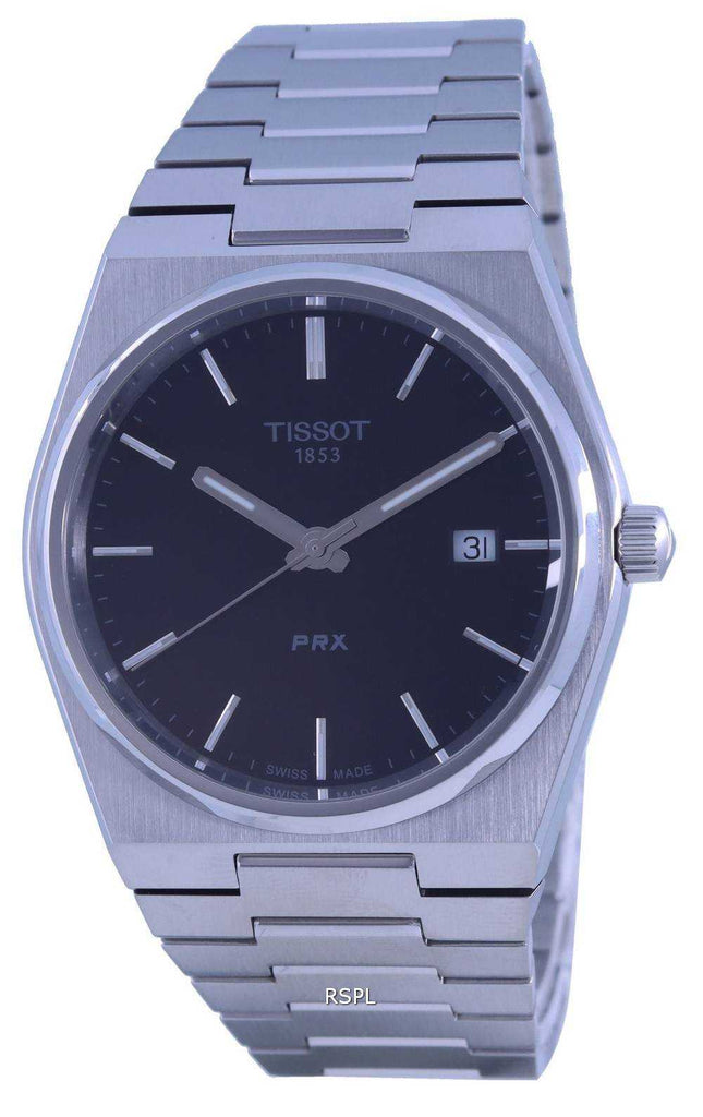Orologio da uomo Tissot T-Classic PRX quadrante nero al quarzo T137.410.11.051.00 T1374101105100 100M