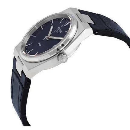 Orologio da uomo Tissot T-Classic PRX cinturino in pelle quadrante blu al quarzo T137.410.16.041.00 100M