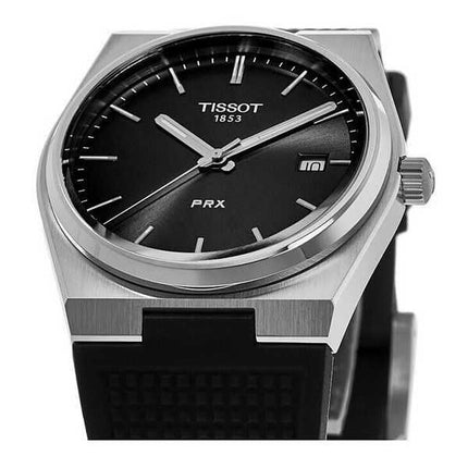 Tissot T-Classic PRX cinturino in caucciù quadrante nero al quarzo T137.410.17.051.00 orologio da uomo 100M