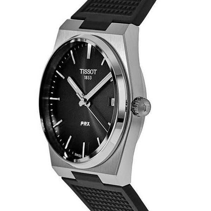 Tissot T-Classic PRX cinturino in caucciù quadrante nero al quarzo T137.410.17.051.00 orologio da uomo 100M