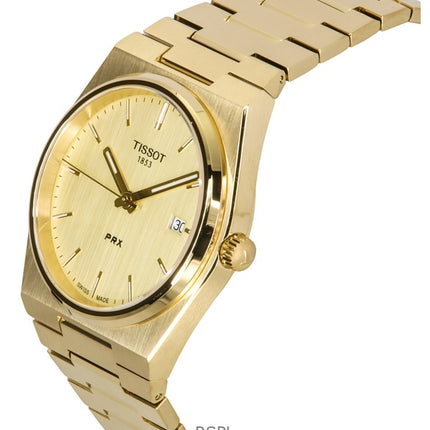 Orologio da uomo Tissot PRX color oro in acciaio inossidabile con quadrante champagne al quarzo T137.410.33.021.00 100M