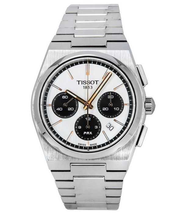 Orologio da uomo Tissot T-Classic PRX cronografo quadrante bianco automatico T137.427.11.011.00 100M