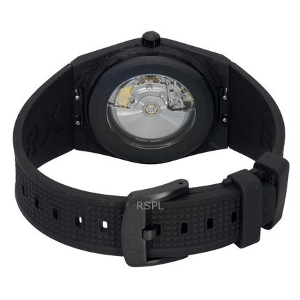 Orologio da uomo Tissot PRX con cinturino in carbonio sintetico e quadrante nero, automatico, T137.907.97.201.00, 100 m