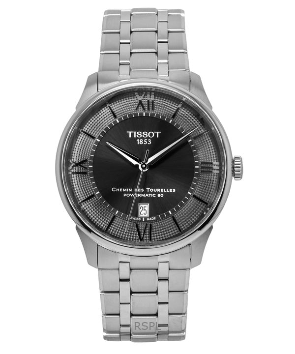 Tissot Chemin Des Tourelles Powermatic 80 Acciaio Inox Quadrante Gunmetal Automatico T139.407.11.068.00 Orologio da Uomo