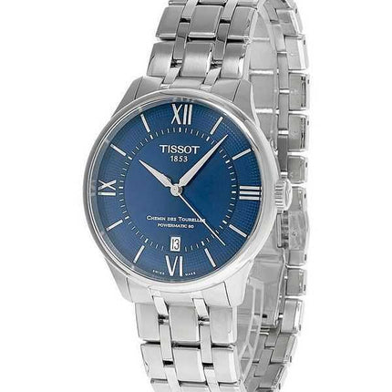 Orologio unisex Tissot T-Classic Chemin Des Tourelles Powermatic 80 quadrante blu automatico T139.807.11.048.00