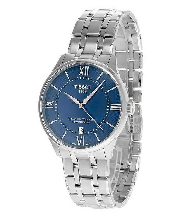 Orologio unisex Tissot T-Classic Chemin Des Tourelles Powermatic 80 quadrante blu automatico T139.807.11.048.00