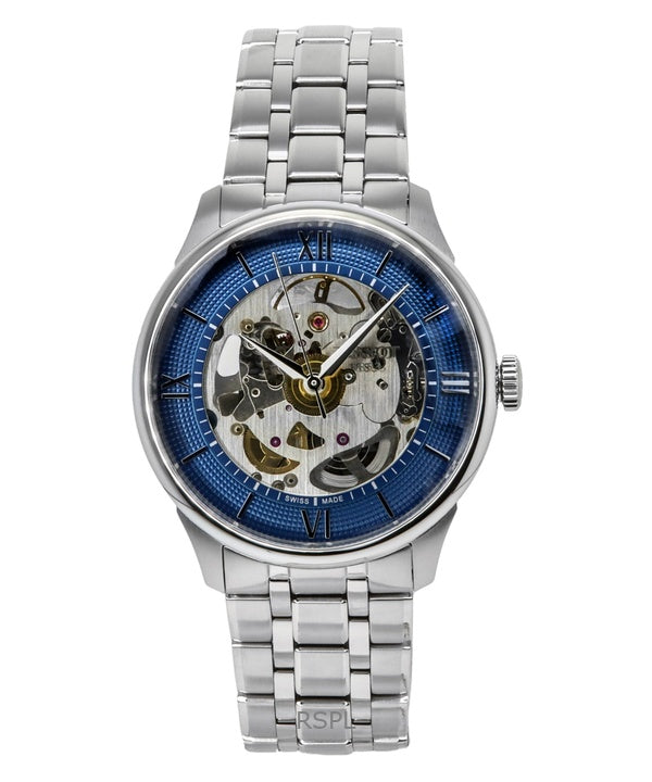 Orologio da uomo Tissot Chemin Des Tourelles in acciaio inossidabile con quadrante scheletrato blu automatico T139.836.11.048.00