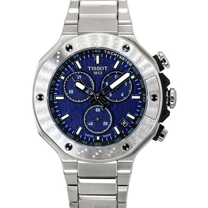 Orologio da uomo Tissot T-Race Chronograph in acciaio inossidabile con quadrante blu al quarzo T141.417.11.041.00 100M