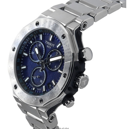Orologio da uomo Tissot T-Race Chronograph in acciaio inossidabile con quadrante blu al quarzo T141.417.11.041.00 100M