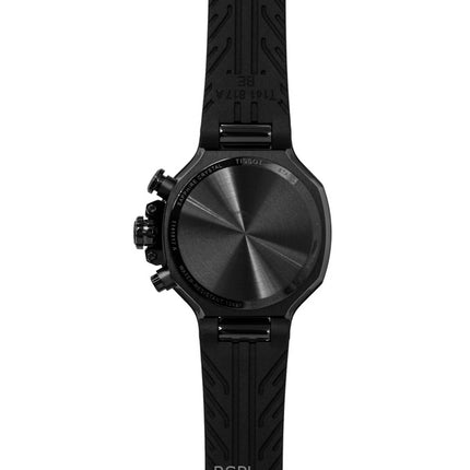 Orologio da uomo Tissot T-Race Chronograph con cinturino in silicone, quadrante nero, movimento al quarzo, modello T141.817.37.051.00, impermeabile fino a 100 metri.